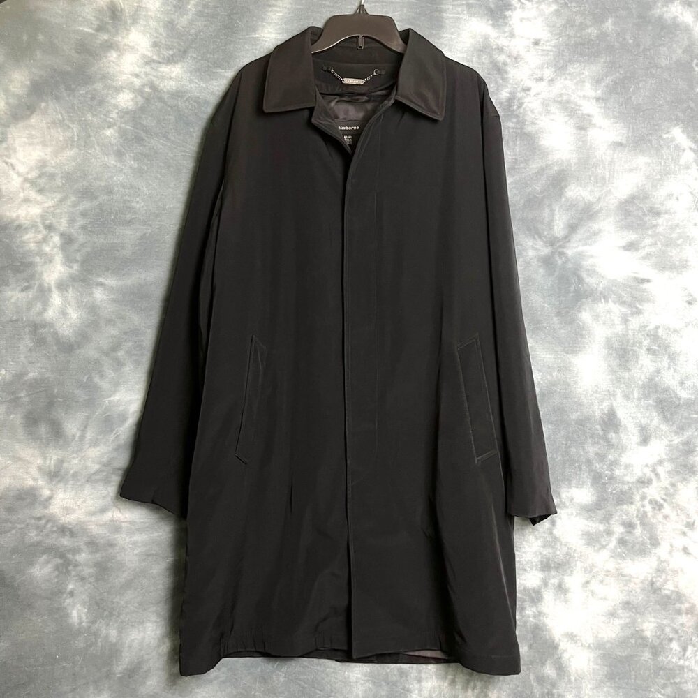 Claiborne Mens Winter Dress Coat Removable Liner Solid Black Size 42L